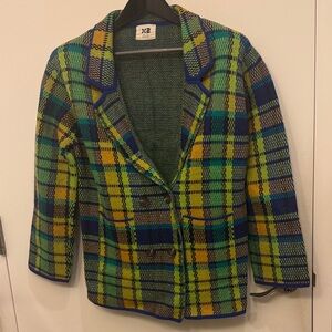 X2 Multicolor Plaid Knitted Women's Blazer